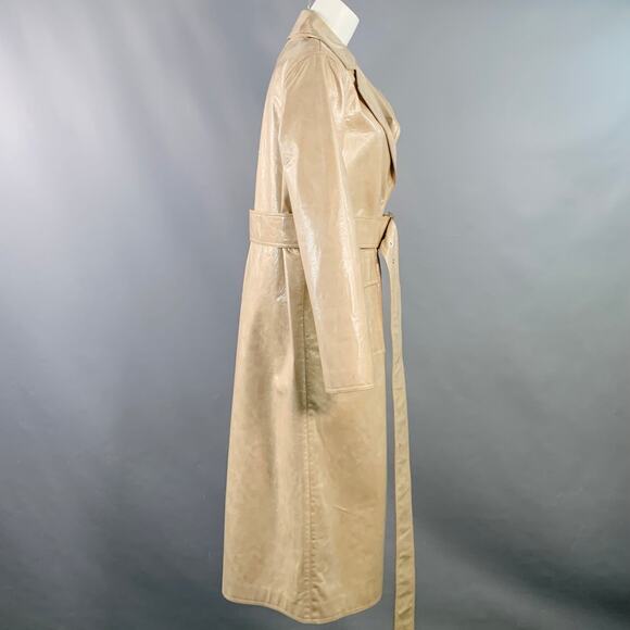 STAND STUDIO Size S Vada Beige Faux Leather Belted Trenchcoat - Picture 3 of 11